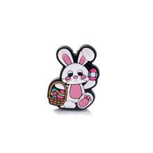 5pcs Easter Eggs Silicone Beads, DIY Jewelry Making Accessory, Cartoon Rabbit Pen, Keychain Spherical Silicone Beaded Charm