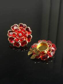 2pcs/Set Cute Flower Button Cover 3-Layer Lotus Flower Cufflinks Cover For Shirt Button Clip Clothing Decoration Cuff Links No Sewing Button Suit Dress Accessories Gift