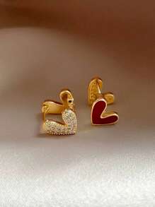 1 par de pendientes de botón elegantes y vintage con incrustaciones de zirconia granate, pendientes versátiles de estilo suave para uso diario de mujeres de lujo