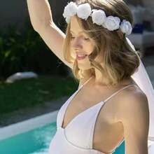 1pc Elegant Flowers And Tulle Bridal Veil-Romantic White Wedding Headdress, Suitable For Brides And Parties.