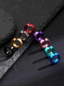Simple Punk Hip-Hop No Piercing Stainless Steel Clip On Earrings, Fashionable Jewelry For Men Daily Wear