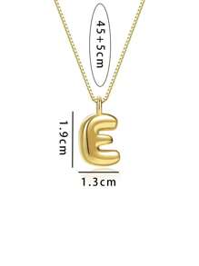 1pc Gold-Plated Bubble Letter Necklace, Personalized Jewelry Gift For Women & Girls - Gold - View 5