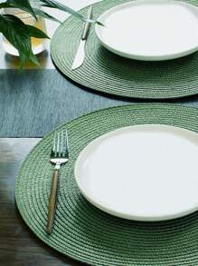 1 pièce Natte de table ronde tressée de 15 pouces en PP, lavable, antidérapante et résistante à la chaleur, convient pour la maison, l'extérieur, les fêtes, les cadeaux