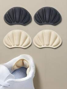 4 件装男女通用贝壳肤色鞋跟和鞋底垫，舒适防滑半码减震时尚鞋垫鞋跟垫