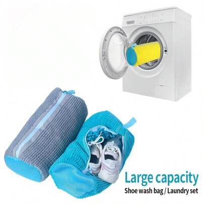 1/2pcsReusable Shoe Washing Bag Set - Includes Durable Laundry Bags In 4 Colors, Suitable For Sports Shoes, Canvas Shoes, And Fitness Shoes - Oversized 40.01 X 18.01 Cm Capacity - Double-Layer Mesh Design With Anti Opening Zipper And Hooks For Easy Storage -360 ° Cleaning Solution,Halloween, Thanksgiving, Christmas, New Year