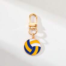 5 件运动主题钥匙扣 - 合金滴油材料 D 形环吊坠、足球、篮球、棒球、橄榄球和排球饰品 - 非常适合包、背包、行李箱、汽车配件、体育迷和纪念品礼物 - 多色 - 查看 10