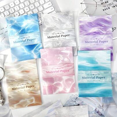 20pcs/Pack INS Style Wave Shadow Scrapbooking Paper, DIY Decor Base Paper, Holiday Gifts, Handmade Collage Material, Personalized Scrapbook Planning Creative School Supplies,School Supplies,Back To School