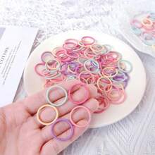 100/200 件多色防皱婴儿发带，不伤头发的小弹性发带，马尾辫固定发饰，女婴四季发带，婴幼儿日常配饰，节日礼物（颜色随机） - 彩色 - 查看 4