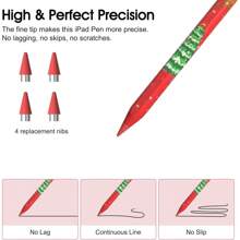Red Capacitive Stylus Pen, Fast Charging High Sensitivity Capacitive Touch Pen With Deer Snowflake Print, Precise Touch, Smooth Writing, Includes 4 Extra Replacement Nibs, Compatible With IPad 2018-2024 Series - Magnetic Attachment, Tilt Sensitivity And Palm Rejection