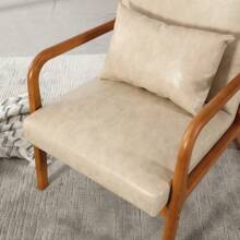 Modern Accent Chair, Solid Wood Padding Lounge Armchairs With One Pillow For Living Room, Bedroom, Guest Room (Green) - Khaki - View 9