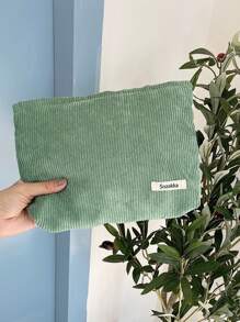 1 pieza Bolsa de maquillaje de pana (sin colgante de pollo), bolsa de aseo de viaje, estuche de lápices, bolsa de almacenamiento, estilo minimalista, textura suave, tela duradera, uso versátil, de vuelta a la escuela, mujeres, estudiantes, maestros, con estilo, práctico, portátil, ligero, funcional, regalo para ella, regalo de graduación, regalo de cumpleaños, para vacaciones en la playa, colección de baño, colección de dormitorio, gran capacidad.
