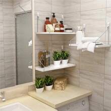 1 pezzo Mensola a parete senza fori, mensola da parete per camera da letto, mensola a parete per TV in soggiorno - Bianco - Visualizzare 2