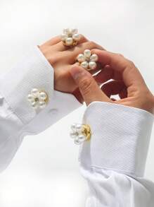 غطاء أزرار مزيف من اللؤلؤ الأنيق 2 قطعة/مجموعة، غطاء أزرار قميص، أزرار قابلة للتثبيت، أغطية أزرار كريستالية عصرية، مناسبة لتزيين البدلات والفساتين الزفاف