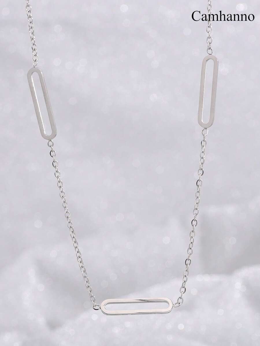 Camhanno 1 Piece Elegant Atmospheric Stainless Steel Hollow Necklace Is Suitable For Sending Girlfriends During The Holidays - Silver - View 1