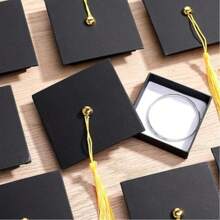 3/6pcs Graduation Gift Box - Black And Gold Tassel Hat Gift Box