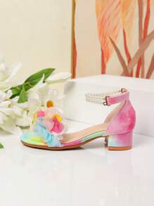 1 Pair Summer New Fashion Roman High Heel Pearl Decorated Sandals, Girl High Heel Dancing Shoes, Student Performance Daily Activity Sandals, Wedding Shoes - Multicolor - View 4