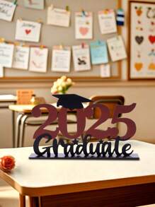 1Pc, Grad 2025 Graduation Table Centerpieces Decorations, 2025 Wooden Decorations For Graduation Party Supplies, Class Of 2025 Decorations, Congrats Grad Party Decor, Table Topper Sign, High School/College/University Graduation Party Decor Gifts Birthday