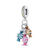 1pc Silver Plated Cake Afternoon Tea Pendant Candy Pendant Poached Egg Pendant French Fries Pendant Donut Pendant Coffee Pendant Suitable For Original 3mm Bracelets And Bangles DIY Beads Suitable For Ladies Birthday Fine Jewelry Gifts