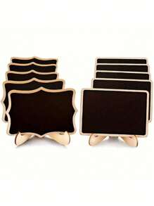 10 piezas Mini pizarras de exhibición decorativa, con bolígrafos para pizarra, letreros de decoración del hogar, mini pizarra de mensaje de exhibición de madera, números de mesa de boda, exhibición de repostería, hotel, banquete, postre, tarjetas de mesa, proyectos DIY, etc. - Multicolor - Ver 2