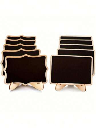 10Pcs Mini Blackboard Display Panel Decoration, With Blackboard Pens,Home Decoration Signs, Mini Message Board Display Wooden Blackboard, Wedding Table Numbers, Baking Display, Hotel, Banquet, Dessert, Table Cards, DIY Projects, Etc. Back To School Room Decor School Supplies