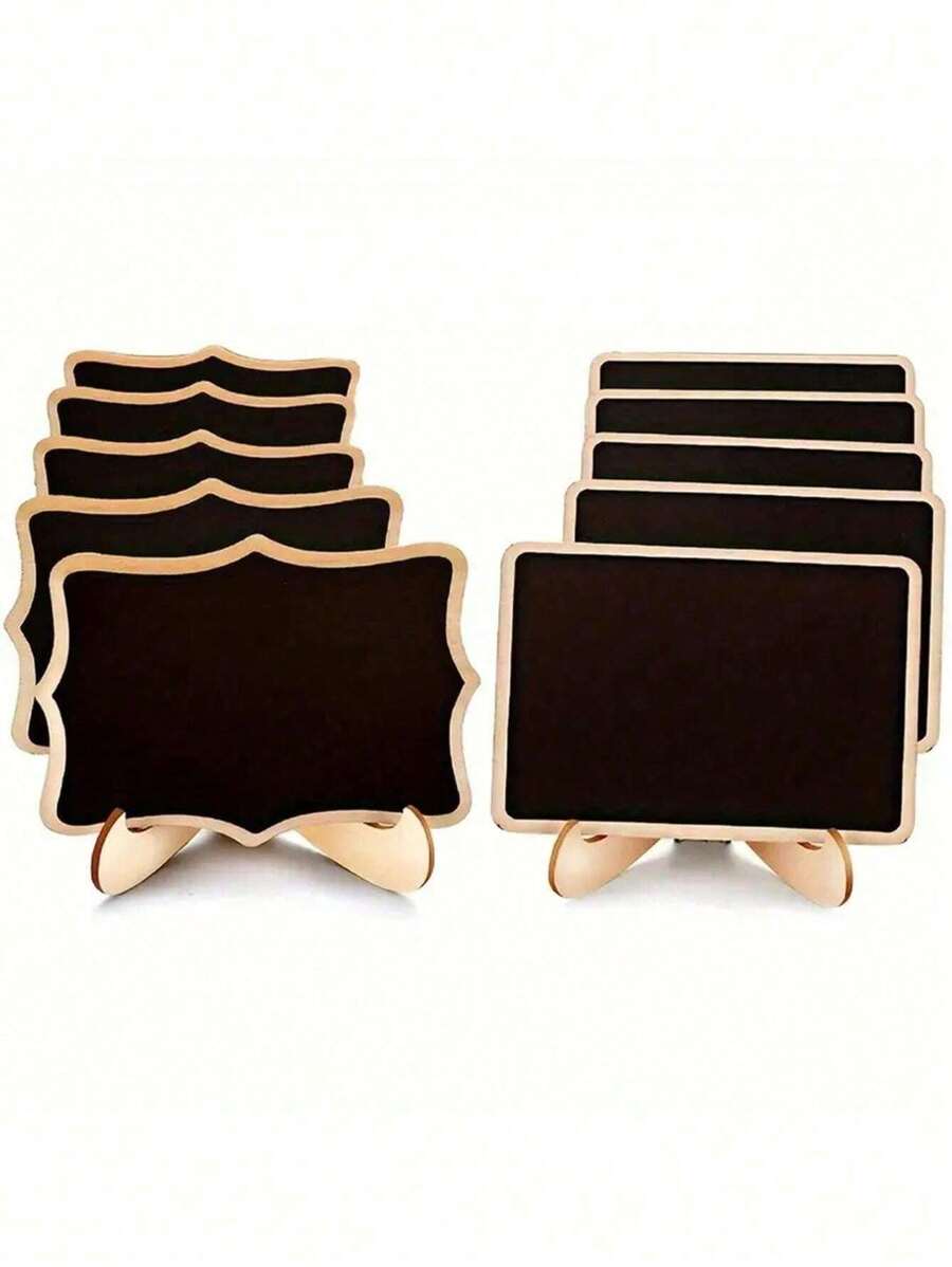 10 piezas Mini pizarras de exhibición decorativa, con bolígrafos para pizarra, letreros de decoración del hogar, mini pizarra de mensaje de exhibición de madera, números de mesa de boda, exhibición de repostería, hotel, banquete, postre, tarjetas de mesa, proyectos DIY, etc.