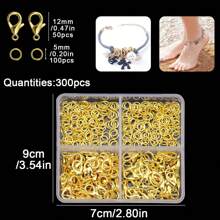 1 caja de anillas abiertas de salto con cierre de langosta en color oro y plata para hacer joyas, pulseras, collares, ganchos y cadenas - Accesorios DIY