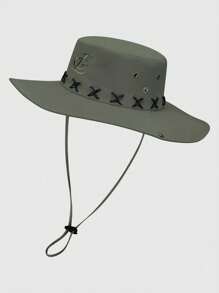 1 Pc Men's Summer Outdoor Fishing Sun Hat, UV Protection Breathable Wide Brim Bucket Hat For Fishing, Hiking