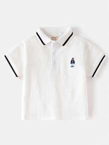 Young Boy Short Sleeve Embroidered Polo Shirt, Summer New Design Children Tops