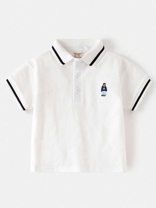 Young Boy Short Sleeve Embroidered Polo Shirt, Summer New Design Children Tops