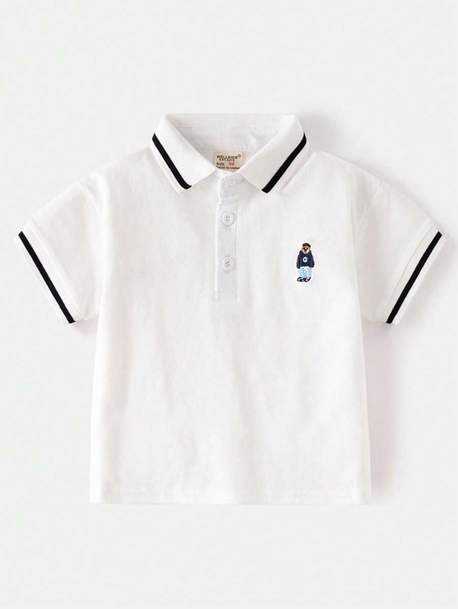 Young Boy Short Sleeve Embroidered Polo Shirt, Summer New Design Children Tops