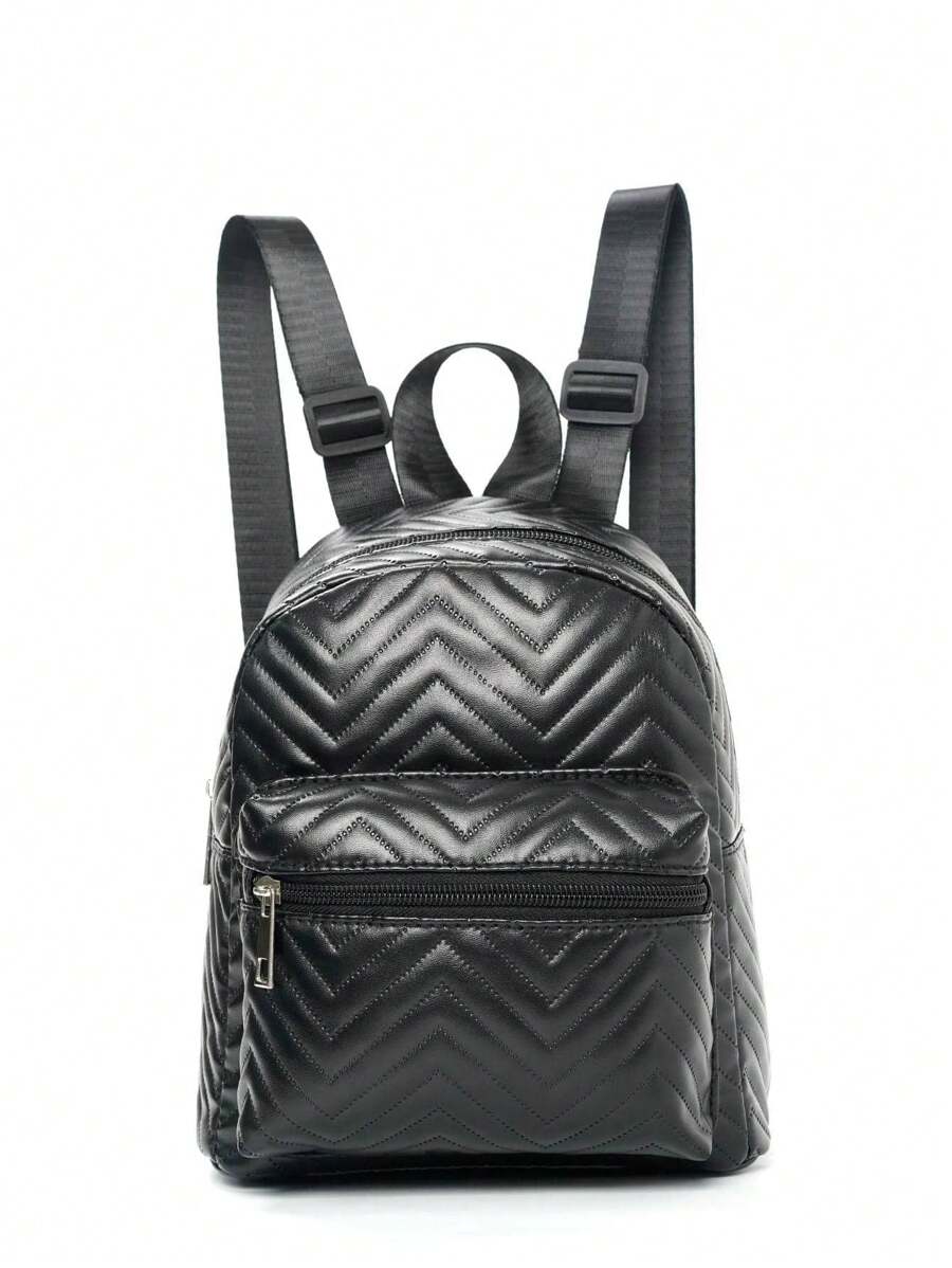 女孩彩虹绗缝设计新颖包 - 黑 - 查看 1