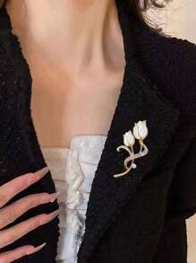 1 件优质防猫眼郁金香胸针女士奢华气质胸花精致一体式西装包配饰别针 - 完美的礼物礼服配饰别针用于衣服包饰学校办公室配饰衬衫夹克珠宝圣诞节万圣节衣服别针有趣可爱的教师礼物 - 彩色 - 查看 4