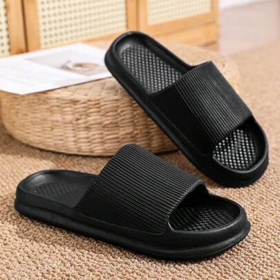 نعال منزلية خفيفة الوزن أحادية اللون مضادة للانزلاق ومضادة للروائح الكريهة ناعمة ومريحة من مادة EVA، مناسبة للاستخدام الداخلي والخارجي