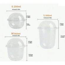 250ml/360ml/500ml Sweet Dessert Jar With Lid, Ice Cream Container, Suitable For Snacks, Candies, Desserts, Home Use, Birthday Party, Camping, Picnics, Portable & Airtight
