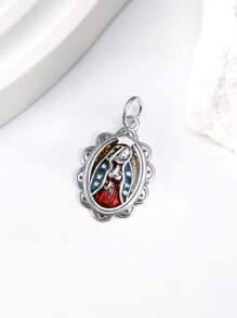 1pc Simple Unique 925 Sterling Silver Enamel Virgin Of Guadalupe DIY Pendant Women Fine Jewelry Gift