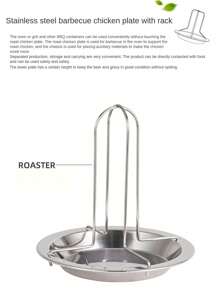 1pc Outdoor Camping Thick BBQ Grill, Carbon Steel Roasting Rack Nonstick Chicken Roaster Pan