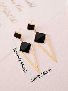 三角形吊坠耳环 母亲节礼物，女士珠宝 - 金色 - 查看 4