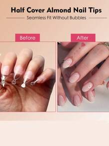 120Pcs Short Almond Nail Tips Half Matte Soft Gel Nail Tips 12 Sizes Short Almond Half Cover False Nails With Handles For Press On Nails Extension Art Home & DIY Nail Salon With Box