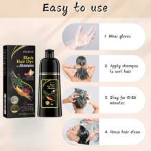 Black Hair Dye Shampoo 3 In 1 Hair Color Shampoo For Women & Men For Gray Coverage ,Black Hair Dye Shampoo For Gray Hair, Semi-Permanent Hair Color Shampoo For Women And Men, Herbal Ingredients, 3 In 1 100% Grey Coverage.Lasts 30 Days/500ml/Natural Herbal Ingredients - Black - View 2