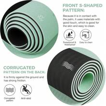 1pc TPE Yoga Mat With Position Lines, Thick & Non-Slip Shock-Absorbing Fitness Mat, Skipping Rope Mat With Random Color Strap