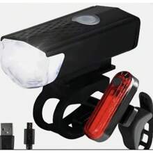 Juego de luces delantera y trasera para bicicleta con carga USB, luz de advertencia para seguridad en el ciclismo, luces para bicicleta. - aleatorio - Ver 4