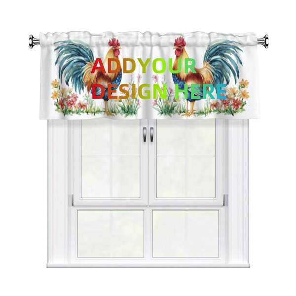 Maßgeschneiderte Fenstervorhänge, personalisiert mit Text Logo Foto Bild, individualisierter Vorhangschal Fensterdekor Vorhangstange mit Tasche, für Küche/Wohnzimmer, 1 Stück, 17.7*54in