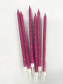 6pcs Pink Powder Straight Wax Birthday Party Cake Decorative Candles - Pink - View 6