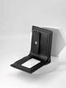 HOVI'S Stylish Simple Black Wallet, Portable Multi-Function Magnetic Snap Wallet Card Case Coin Purse For Men And Women Vintage - Black - View 6