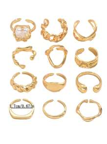Juego de 6 Anillos Punk para Mujer, Anillos Geométricos Vintage, Joyería de Moda Personalizada, Regalos que Combinan con Atuendos Diarios, Accesorios para Fiestas - Estilo 2 - Ver 5