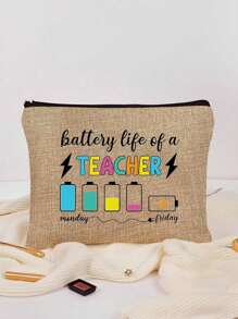 Teacher Gifts,To Best Teacher Ever Letter Print Makeup Bag,Gift Bag Zipper Bag For Travel,Lightweight Storage Bag