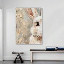 1pc Vintage White Rabbit Painting Canvas Print - Impressionistic Style, Unframed Wall Art For Spring & Easter Decor, Ideal For Living Room, Bedroom, Home Office - Chic Holiday Gift, Bedroom Wall Art, No Frame Gifts Birthday Graduation