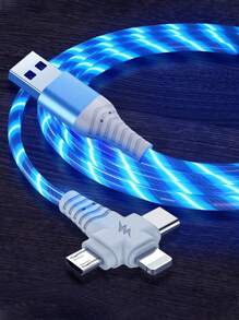 Câble de chargeur de téléphone lumineux, câble de chargement multicolore à LED RVB avec éclairage progressif, câble de chargement rapide USB C, câble chargeur universel 3 en 1 adaptateur micro USB Type-C 1 m / 2 m