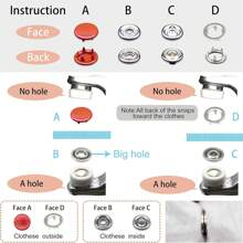 800pcs/200sets Metal Five-Prong Snap Fastener Plier, Hollow & Solid Metal Claw Snap Button Fastener Rivet Kit, For Clothing Sewing, Ideal For DIY Crafts, Apparel, Hats And Sewing (Random Color)