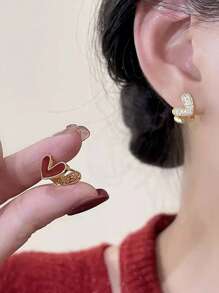 1 par de pendientes de botón elegantes y vintage con incrustaciones de zirconia granate, pendientes versátiles de estilo suave para uso diario de mujeres de lujo